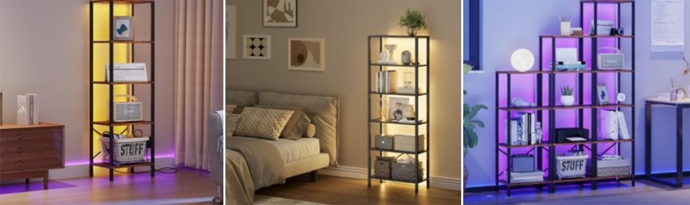 LED Narrow Bookshelf (5-Tier / 6-Tier)
