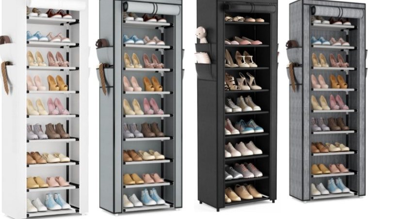 10-Tier Shoe Rack Cabinet with Dustproof Cover