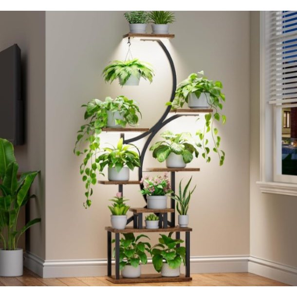 LED Plant Stand with Full-Spectrum Grow Light (S-Shaped)