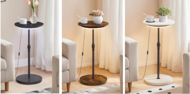 LED Round Side Table / Cocktail Table (Height Adjustable)