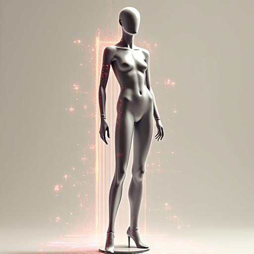 Mannequin de couture avec des superpositions de design numérique.